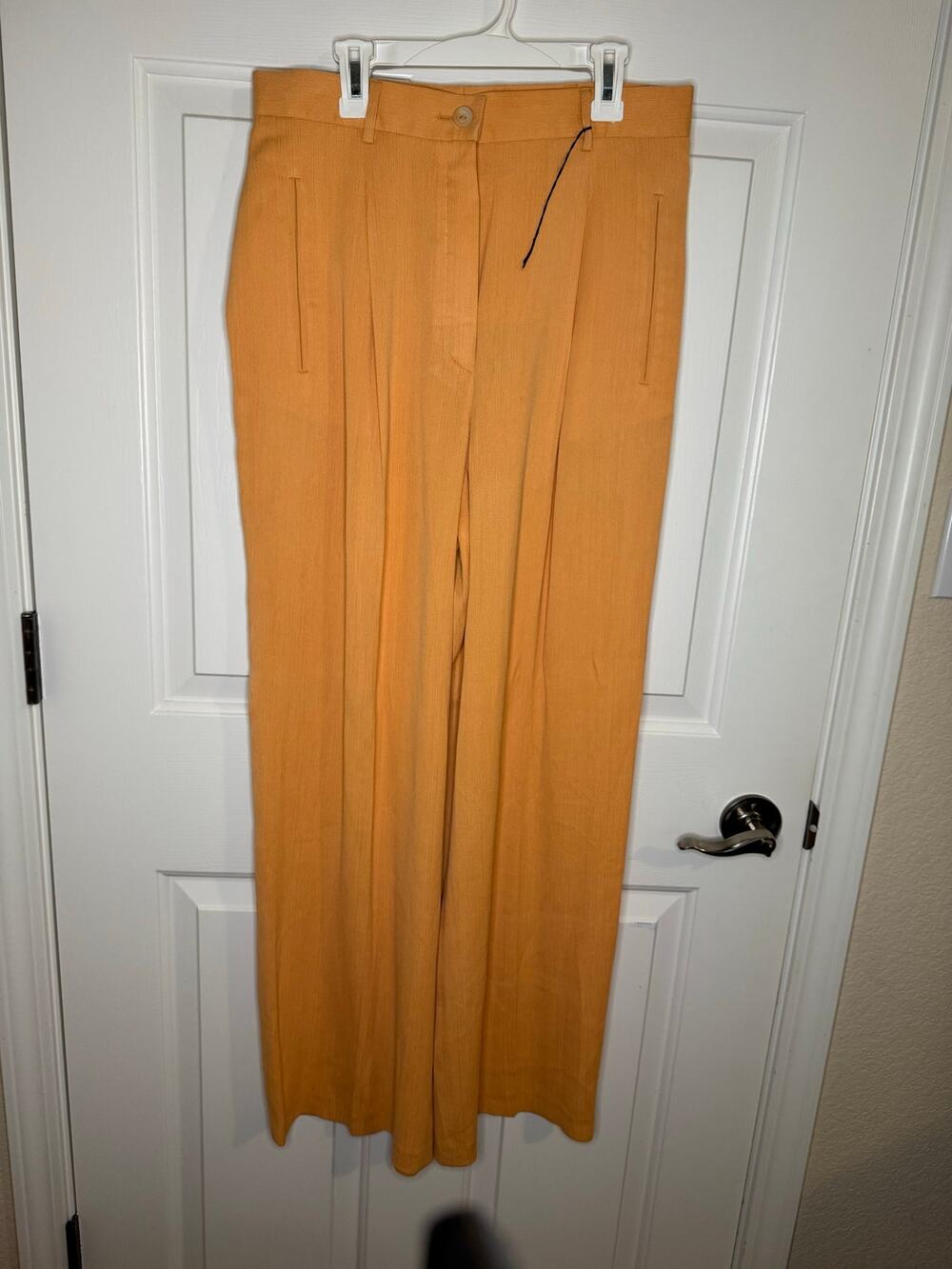 Laurel Germany New Women's Silk Pleated Wide Leg Pants Apricot Orange EU40 Med